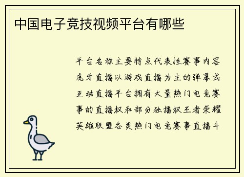 中国电子竞技视频平台有哪些